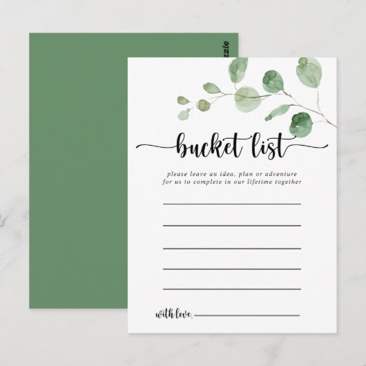 Groene Delight Eucalyptus Eenvoudige Bucket List K Briefkaart (Voorkant / Achterkant)