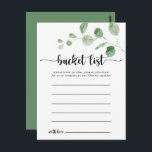 Groene Delight Eucalyptus Eenvoudige Bucket List K Briefkaart<br><div class="desc">Deze groene delight eucalyptus eenvoudige bucket list kaarten zijn de perfecte activiteit voor een moderne bruiloft receptie of vrijgezellenfeest. Het ontwerp is voorzien van waterverf handgetekende eucalyptustakken en -bladeren. Verander de formulering om aan te passen aan elke levensevenement. Bucket list teken wordt apart verkocht.</div>