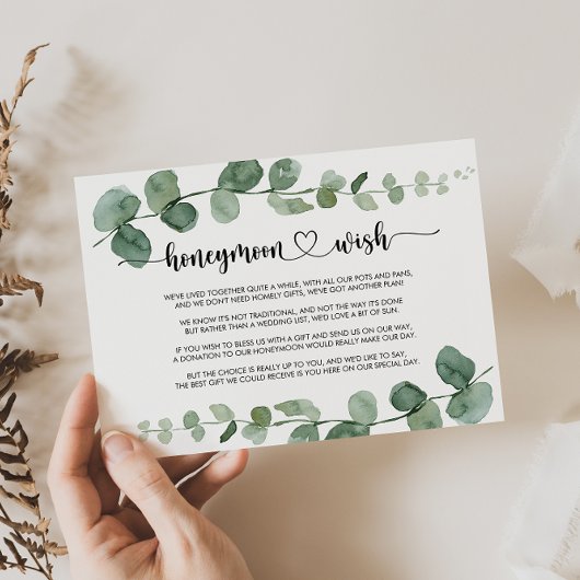 Groene Delight Eucalyptus Honeymoon Wens  Informatiekaartje