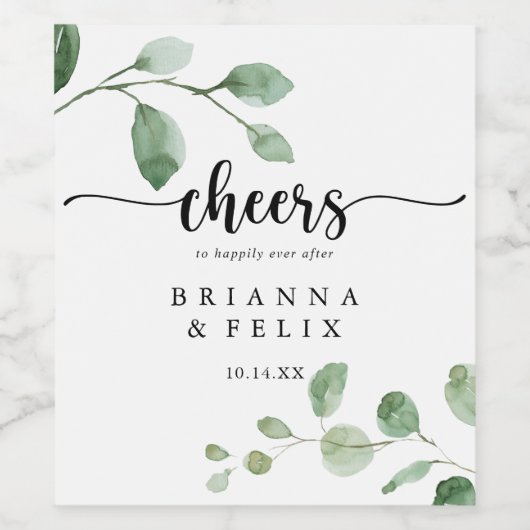 Groene Delight Eucalyptus juicht bruiloft Wijn Etiket (Enkel label)