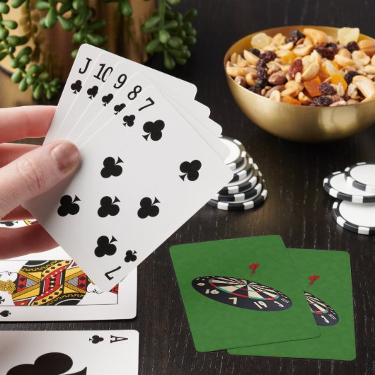 Groene denim darts bestemming Bullseye, Pokerkaarten (Insitu)