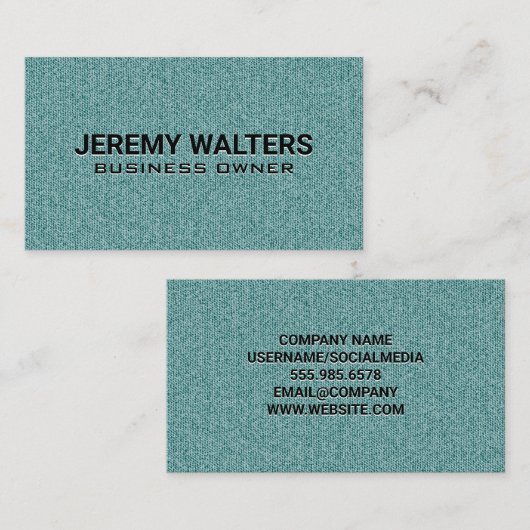 Groene denim stof achtergrond visitekaartje (Voorkant / Achterkant)