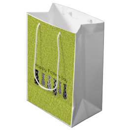 Groene denim Stropdassen Happy Fathers Day DAD Medium Cadeauzakje