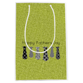 Groene denim Stropdassen Happy Fathers Day DAD Medium Cadeauzakje