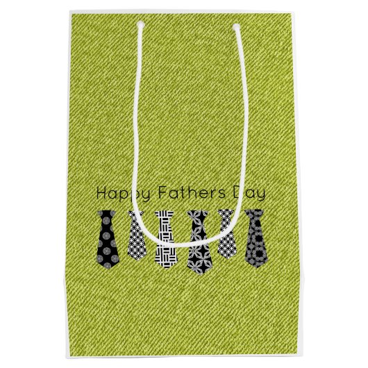 Groene denim Stropdassen Happy Fathers Day DAD Medium Cadeauzakje (Achterkant)