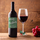 Groene denim witte script, bedrijfsnaam set van 6 wijn etiket