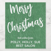 Groene denim witte script, bedrijfsnaam set van 6 wijn etiket (Enkel label)