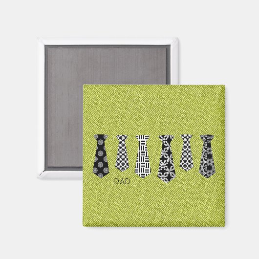 Groene Denim Zwarte Stropdassen DAD Kantoor Boss Magneet (Voorkant / Achterkant)