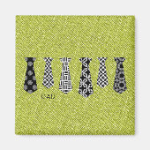 Groene Denim Zwarte Stropdassen DAD Kantoor Boss Magneet (Voorkant)