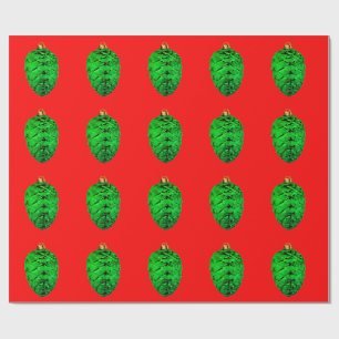 Groene Denneappels Versiering Rood Inpakpapier