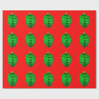 Groene Denneappels Versiering Rood Inpakpapier