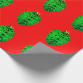 Groene Denneappels Versiering Rood Inpakpapier (Hoek)