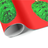 Groene Denneappels Versiering Rood Inpakpapier (Rol Hoek)