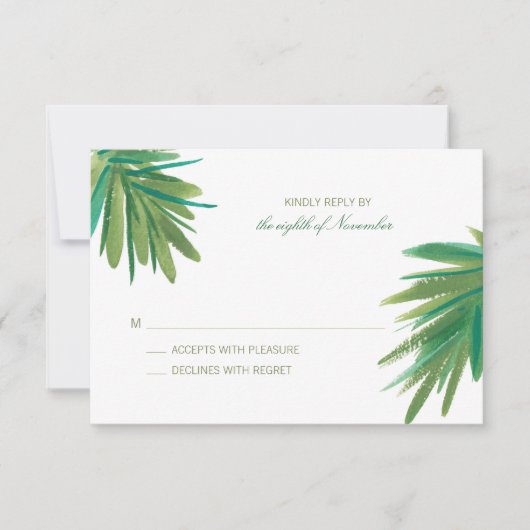 Groene dennen Bossen Waterverf | Bruiloft RSVP (Voorkant)