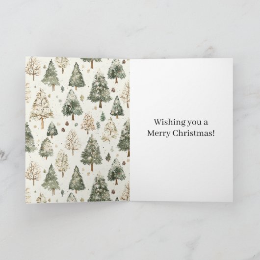 Groene Dennen Crème Munt Kerstbomen Kaart (Binnen)