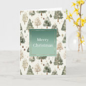 Groene Dennen Crème Munt Kerstbomen Kaart (Gele Bloem)