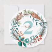 Groene dennen-eucalyptus denneappel krans tafelnum kaart (Voorkant)