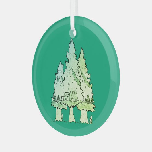 groene dennen glas ornament (Voorkant links)