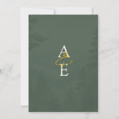Groene Dennen Klassieke Aquarel Monogram Bruiloft  Kaart (Achterkant)