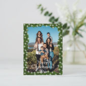 Groene dennen Twinkle Lights Foto gepersonaliseerd Feestdagenkaart (Staand voorkant)