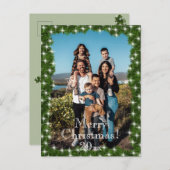 Groene dennen Twinkle Lights Foto gepersonaliseerd Feestdagenkaart (Voorkant / Achterkant)