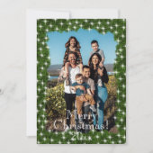 Groene dennen Twinkle Lights Foto gepersonaliseerd Feestdagenkaart (Voorkant)