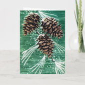 Groene dennenappel Bos Groeten Feestdagen Kaart (Achterkant)