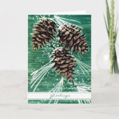Groene dennenappel Bos Groeten Feestdagen Kaart (Voorkant)