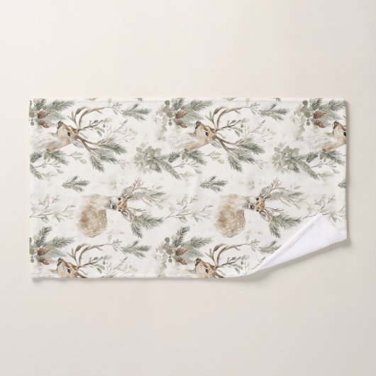 Groene dennenappels herten Kerstmis Bad Handdoek (Handdoek)