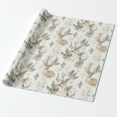 Groene dennenappels herten Kerstmis Cadeaupapier (Uitgerold)