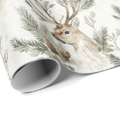 Groene dennenappels herten Kerstmis Cadeaupapier (Rol Hoek)