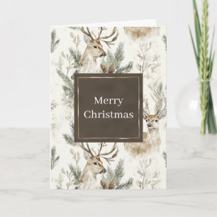 Groene dennenappels herten Kerstmis Kaart