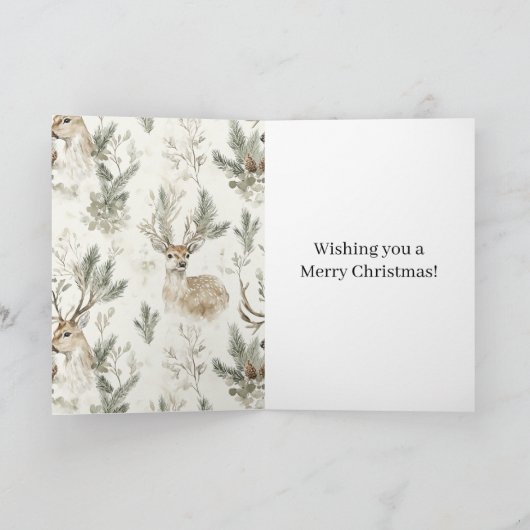 Groene dennenappels herten Kerstmis Kaart (Binnen)