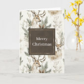 Groene dennenappels herten Kerstmis Kaart (Gele Bloem)