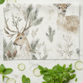Groene dennenappels herten Kerstmis Theedoek (Gevouwen)