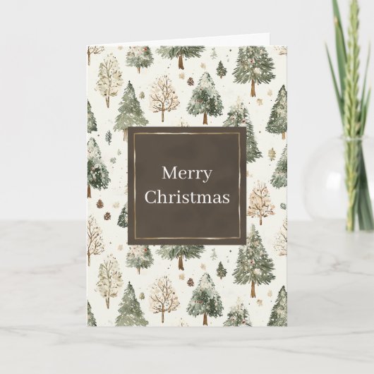 Groene dennenappels Kerstmis Kaart (Voorkant)