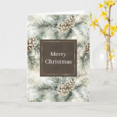 Groene dennenappels Kerstmis Kaart (Gele Bloem)