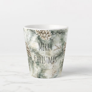 Groene dennenappels Kerstmis Latte Mok