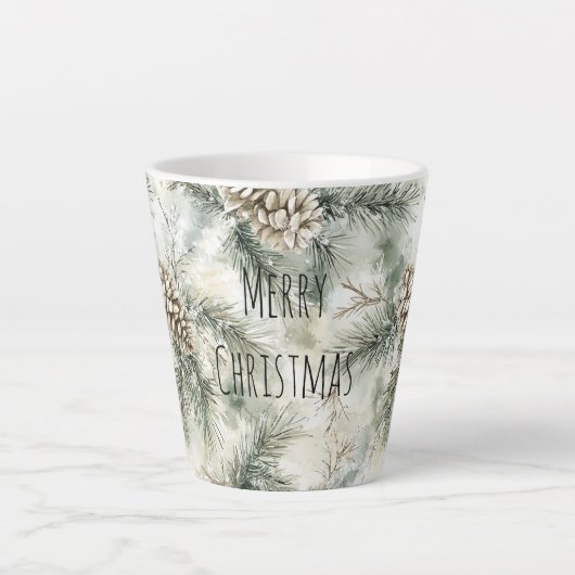 Groene dennenappels Kerstmis Latte Mok (Voorkant)