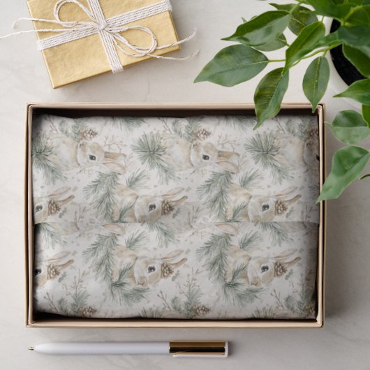 Groene dennenappels konijn konijnen Kerstmis Tissuepapier (Geschenk)