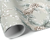 Groene Dennenappels Krans Kerstmis Cadeaupapier (Rol Hoek)
