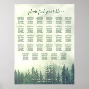 Groene Dennenbomen 29 Tafel Trouwstoelindeling Poster