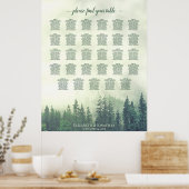Groene dennenbomen 29 Tafel Trouwzaalstoelindeling Poster (Keuken)
