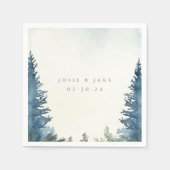 Groene dennenbomen bruiloft servet (Voorkant)