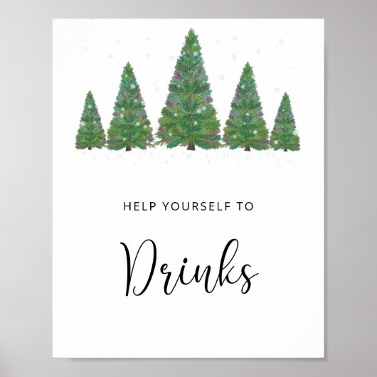 Groene dennenbomen Dranken Poster (Voorkant)