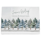 Groene dennenbomen Kerstmis gepersonaliseerd Groot Cadeauzakje (Voorkant)