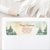 Groene dennenbomen kerstretour adreslabels etiket (Insitu)