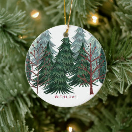 Groene dennenbomen Kerstvakantie natuur Keramisch Ornament