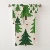 Groene dennenbomen vakantie Waterverf Botanical Bad Handdoek (Insitu)