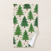 Groene dennenbomen vakantie Waterverf Botanical Bad Handdoek (Handdoek)